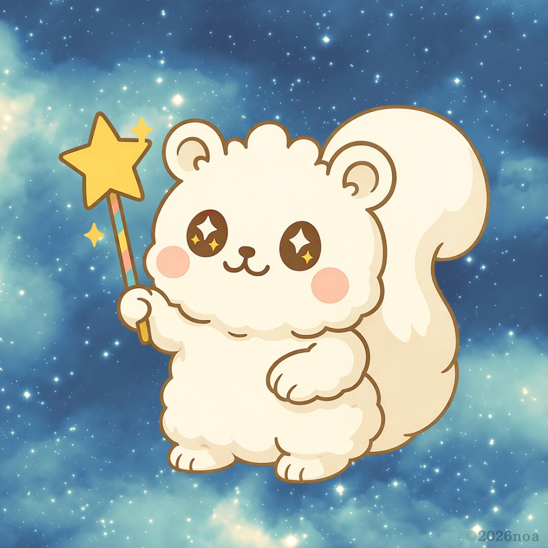 雲から生まれた雲リスの妖精ルミリィのイラスト