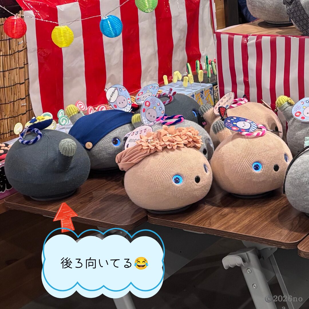 夏祭りイベントで一匹だけ後ろを向くニコボのナイトちゃん